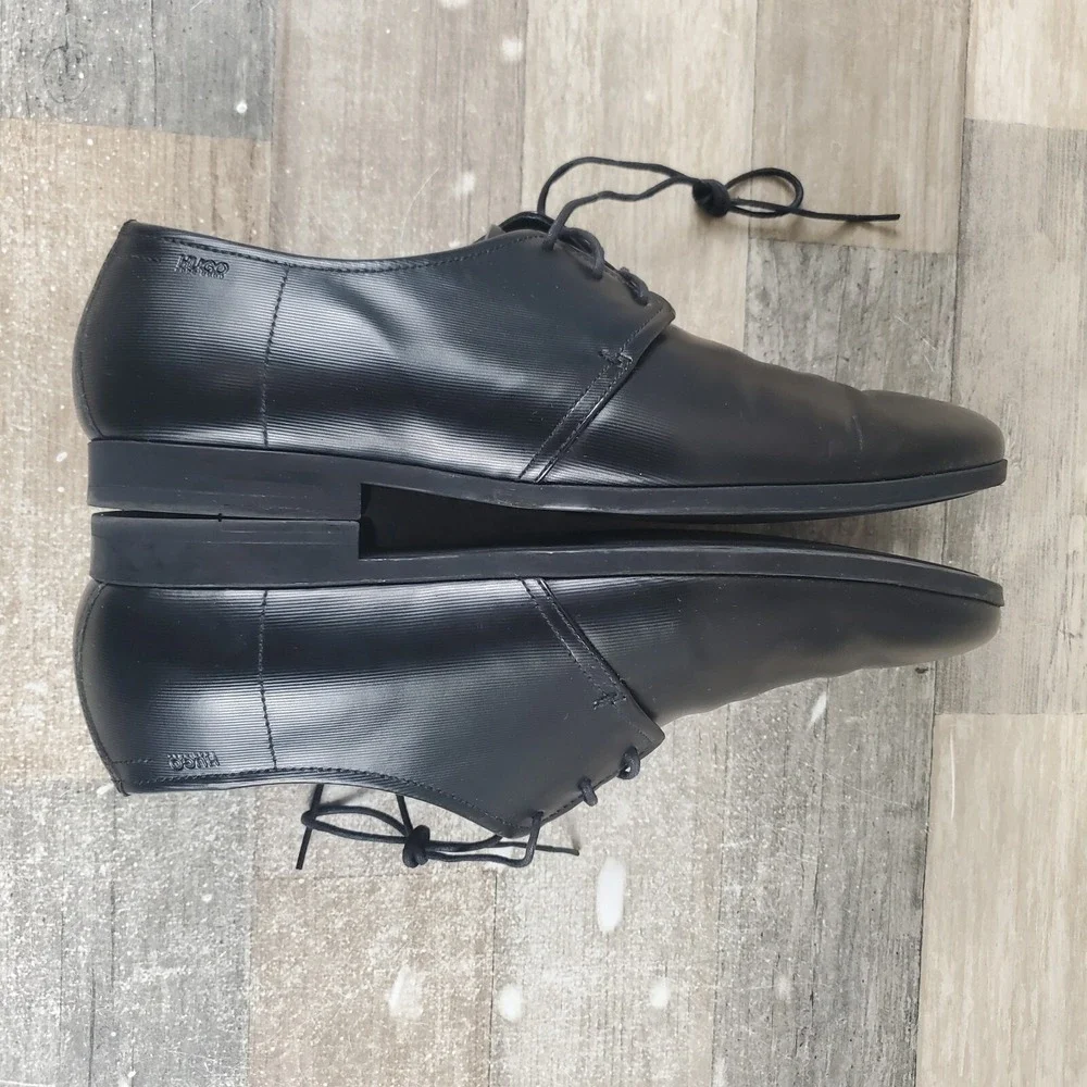 Hugo Boss Colby Mens Shoes Sz 9 Black Leather Lace Up Oxfords Dress Shoe
